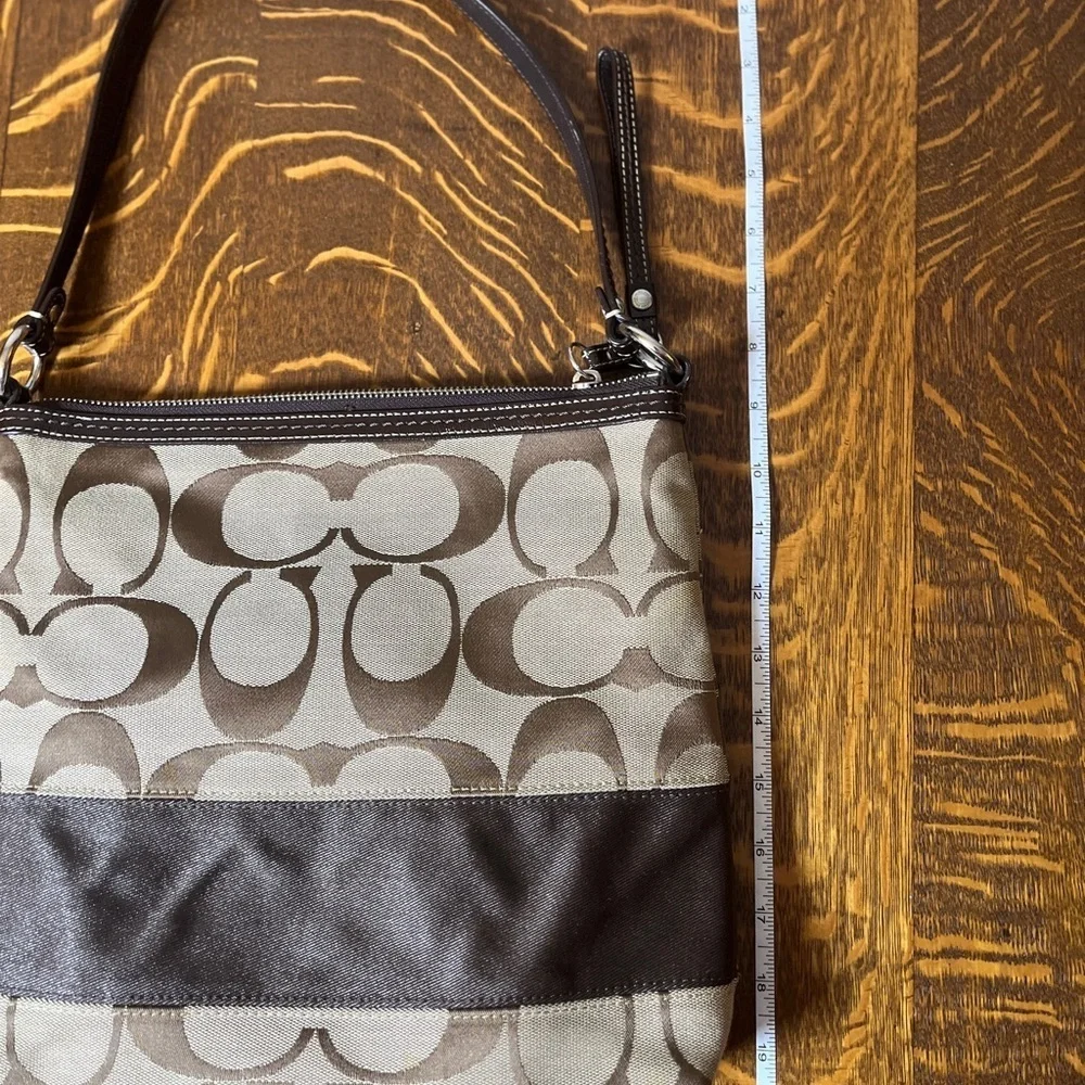 Coach Signature C Canvas with Brown Stripe Shoulder Bag